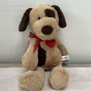 Aurora World Cooper Brown Dog Puppy Plush Heart Stuffed Animal NWOT Valentines